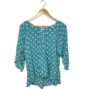 Anthropologie Maeve Green Polka For Top - Small